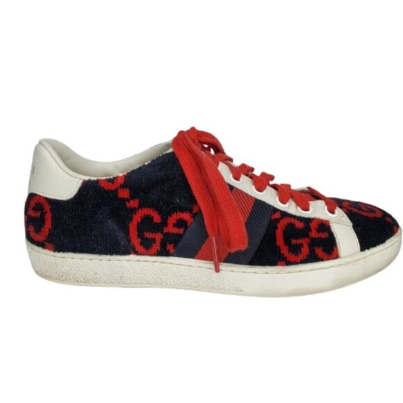 Gucci Ace GG Terry Cloth Lace Up Low Top Sneakers - Picture 1 of 10